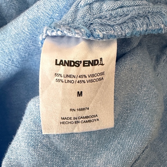 Lands’ End Linen Blend Pullover Blouse – Light Blue Size M. Very good condition - Picture 7 of 7